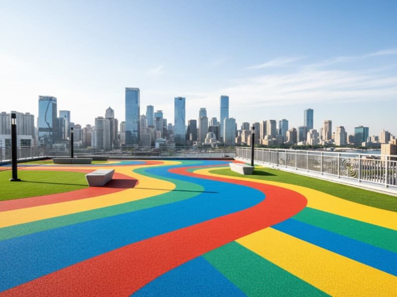 Processo de instalação de EPDM com vazamento húmido em parques infantis